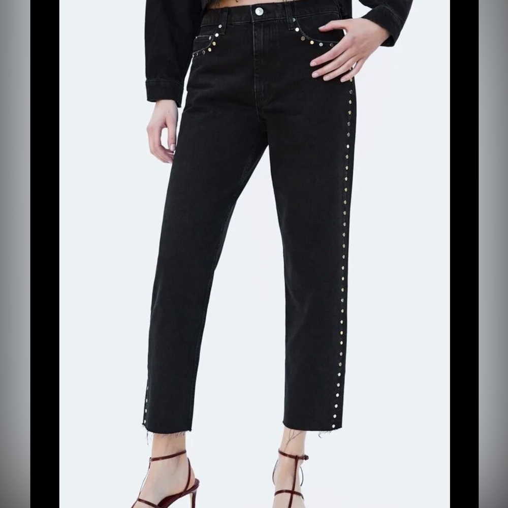 Black jeans with studs up the leg size 6